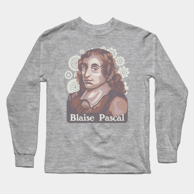 Blaise Pascal Portrait Long Sleeve T-Shirt by Slightly Unhinged
